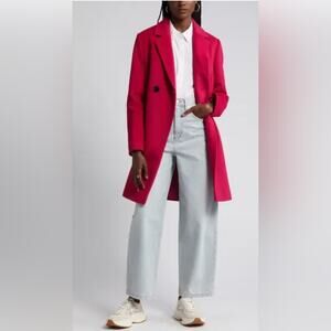 Sam Edelman Double Breasted Wool Blend Coat in Boysenberry Women’s Large